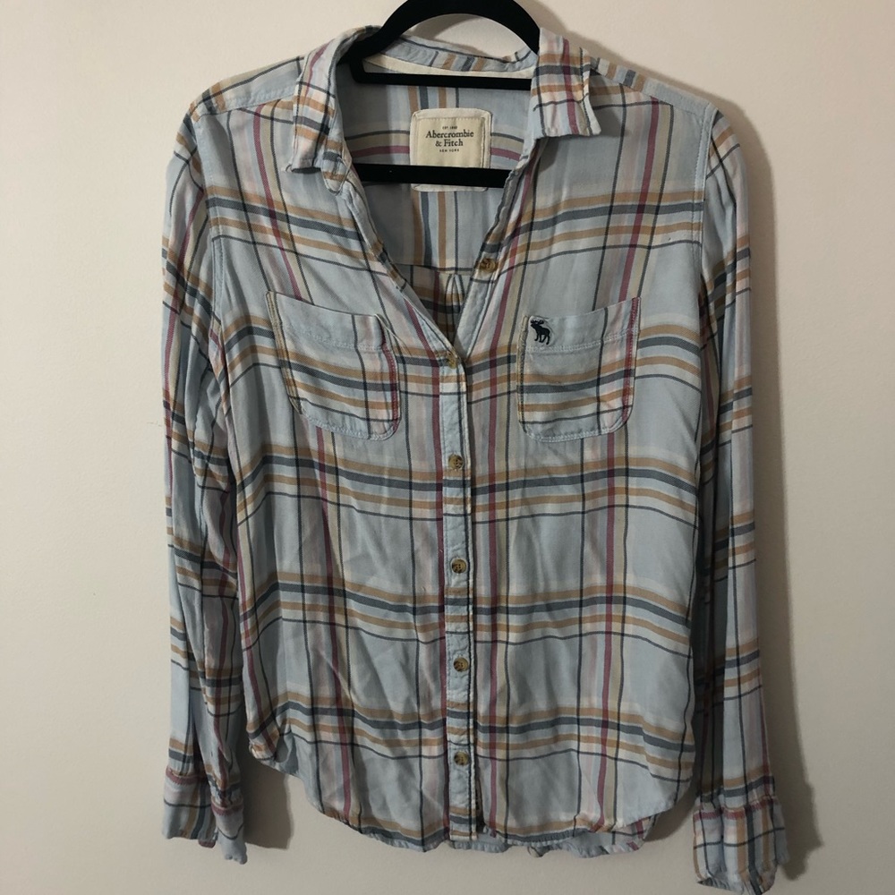 abercrombie and fitch blue plaid shirt